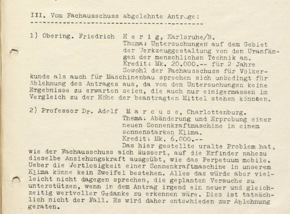 BILD: Förderakte zu zwei abgelehnten Anträgen aus dem R-73 Bestand.